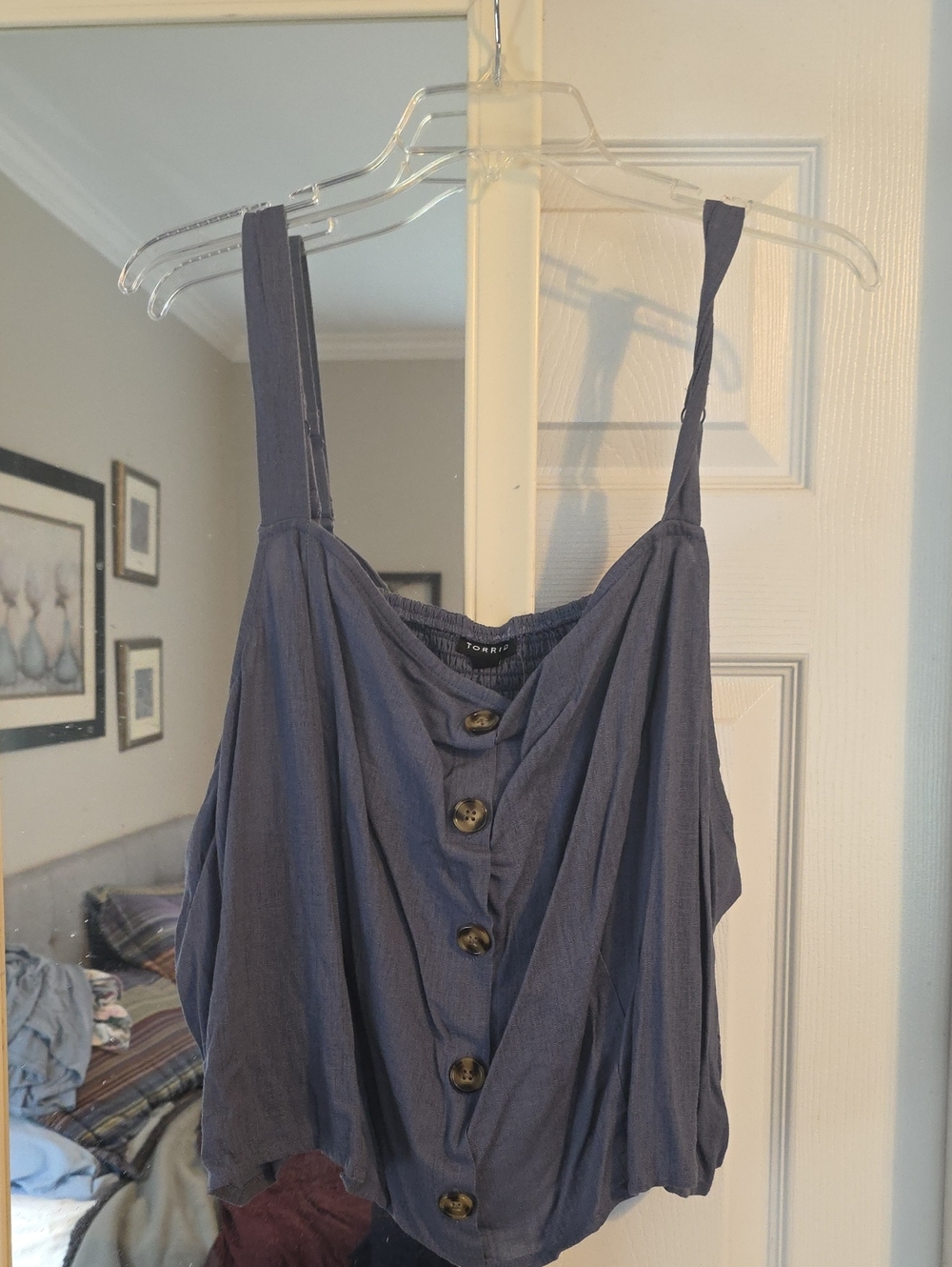 torrid navy blue button-front Crop camisole